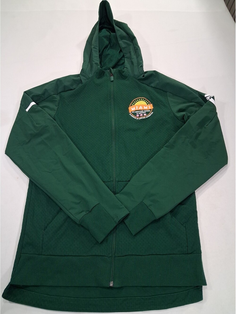 Adidas Miami JCC Maccabi Games Men’s Green Full-Zip Hoodie Jacket Size Small